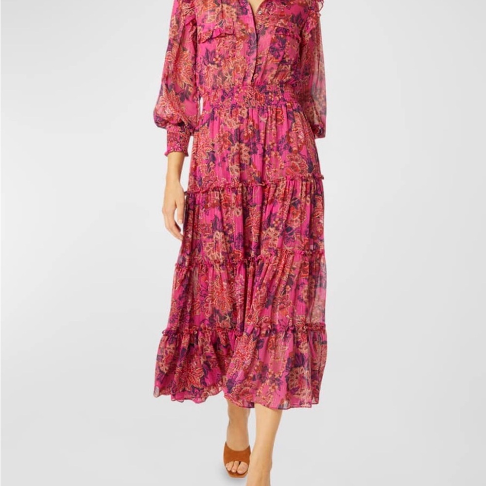 Misa Marjan Smocked Tiered Floral Maxi Dress